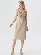 Ruffled V-Neck Midi Dress