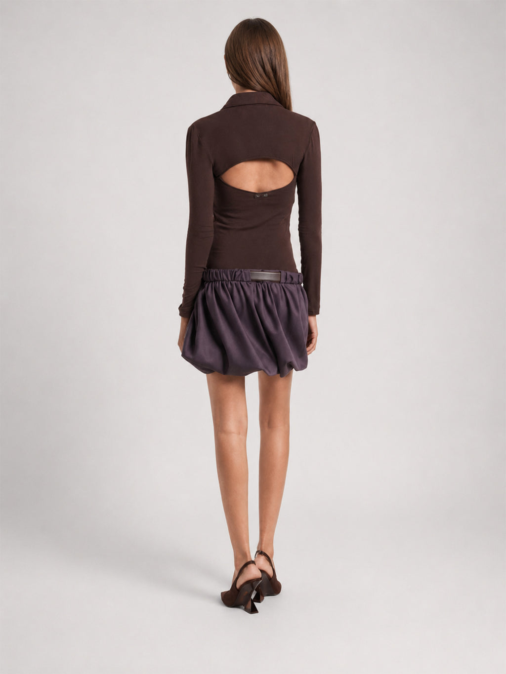 Contrast Bubble Hem Mini Dress