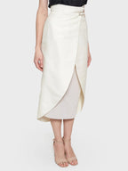 Elegant Layered Midi Skirt with Asymmetric Hem