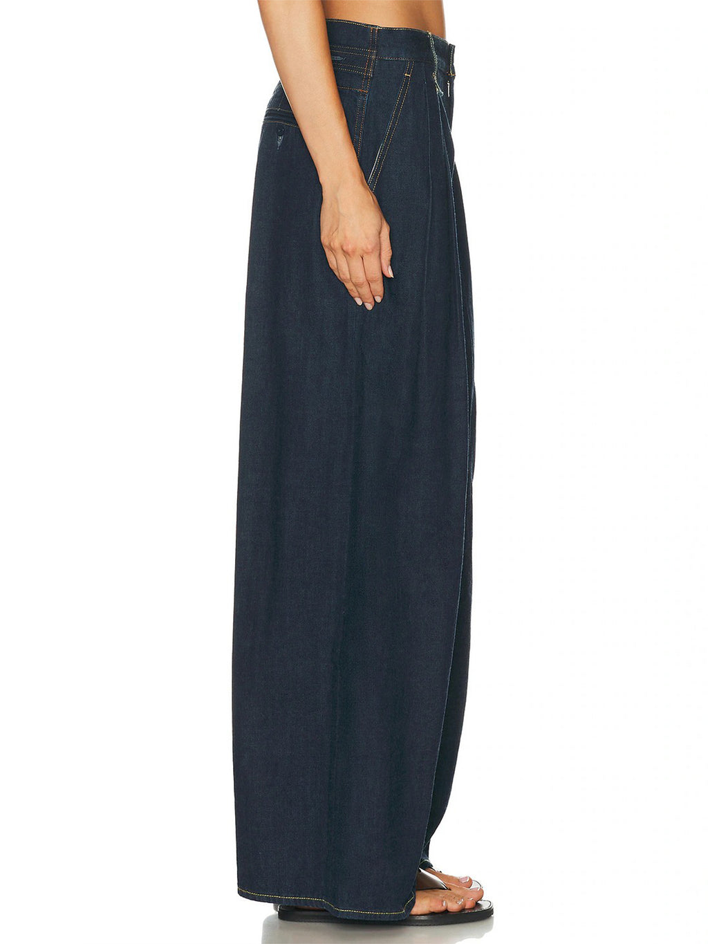 High Waist Wide Leg Denim Trousers