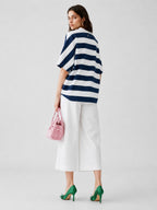 Navy Stripe Oversized Polo Tee