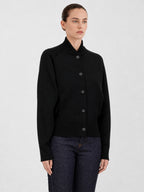 Ribbed Collar Button Knit Cardigan