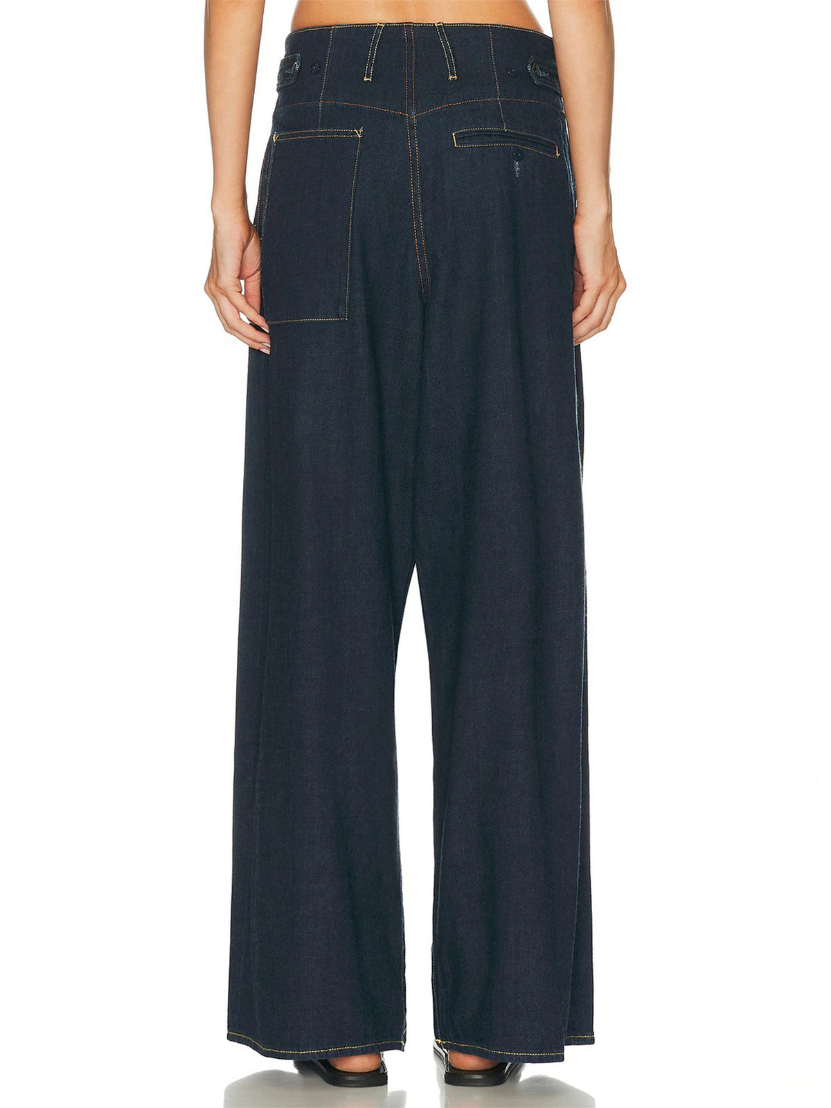 High Waist Wide Leg Denim Trousers