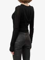 Sheer Hooded Long Sleeve Top
