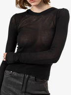 Sheer Hooded Long Sleeve Top