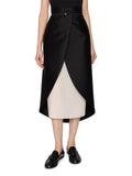 Elegant Layered Midi Skirt with Asymmetric Hem