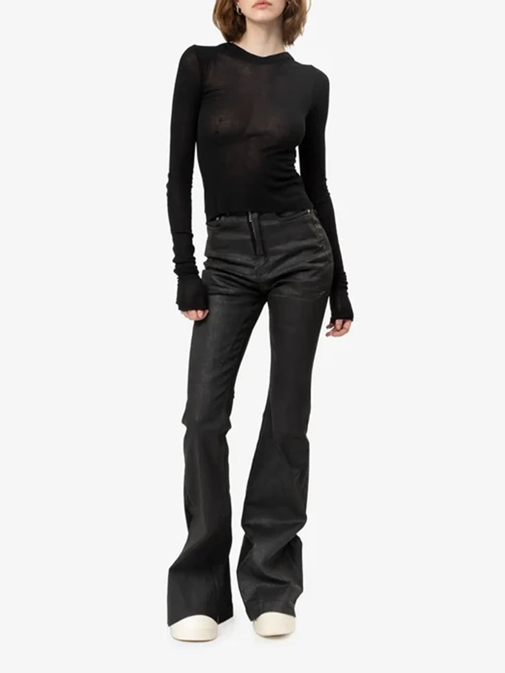 Sheer Hooded Long Sleeve Top
