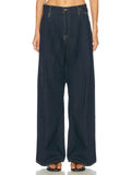 High Waist Wide Leg Denim Trousers