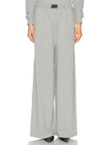 Grey Pleated Wide-Leg Belted Pants