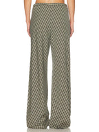 Plaid Drawstring Wide-Leg Pants