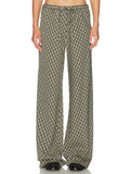 Plaid Drawstring Wide-Leg Pants