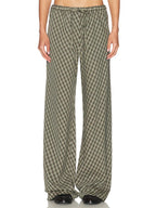 Plaid Drawstring Wide-Leg Pants