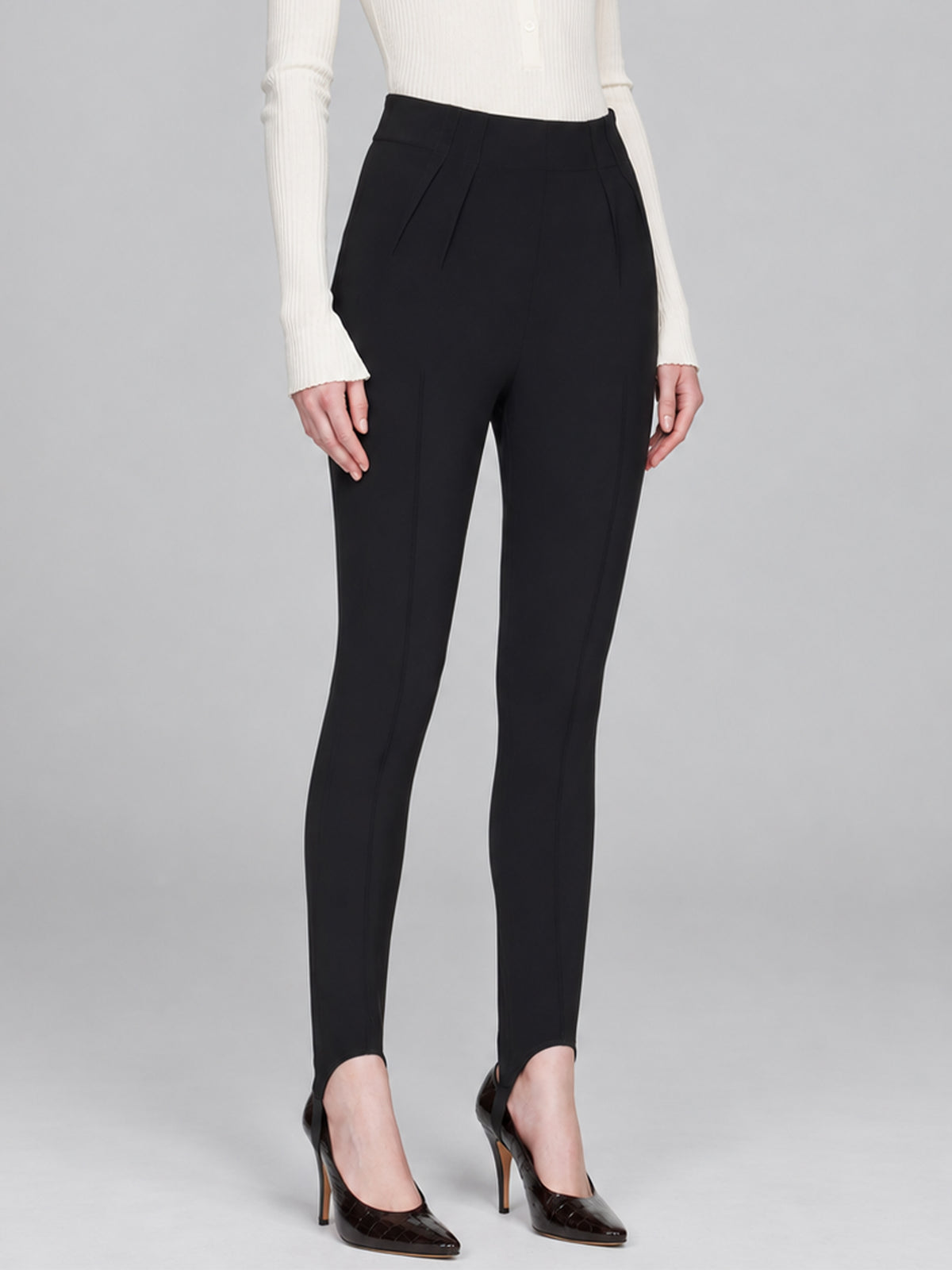 High Waist Slim Fit Split Hem Pants