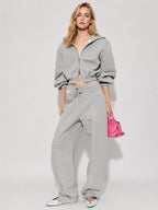 Asymmetric Layered Waist Wide-Leg Pants