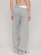 Asymmetric Layered Waist Wide-Leg Pants