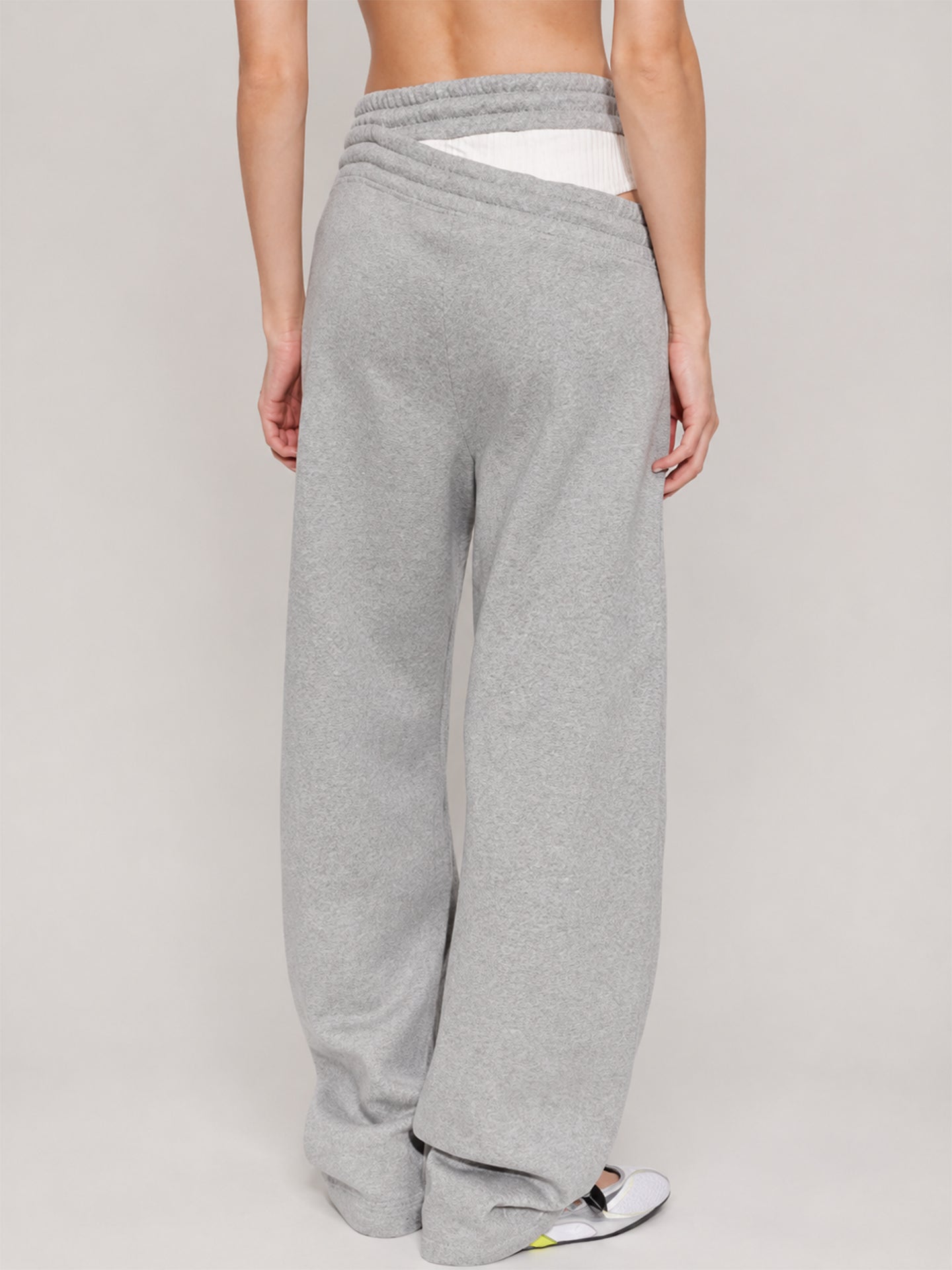 Asymmetric Layered Waist Wide-Leg Pants