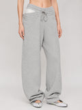 Asymmetric Layered Waist Wide-Leg Pants