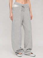 Asymmetric Layered Waist Wide-Leg Pants