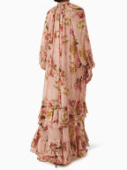 Romantic Chiffon Floral Tiered Maxi Dress