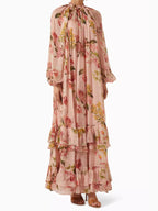 Romantic Chiffon Floral Tiered Maxi Dress