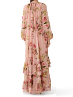 Romantic Chiffon Floral Tiered Maxi Dress