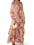Romantic Chiffon Floral Tiered Maxi Dress