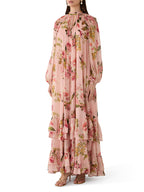 Romantic Chiffon Floral Tiered Maxi Dress