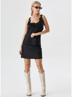 Black Ruffle Bow Sleeveless Top