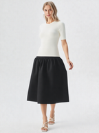 Black A-Line Midi Skirt