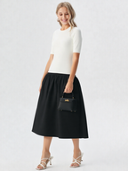 Black A-Line Midi Skirt