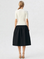 Black A-Line Midi Skirt