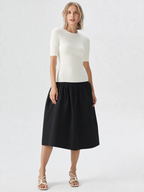 Black A-Line Midi Skirt