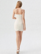 Scalloped Lace Trim Slim Wrap Mini Dress