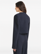 Women’s Black Cropped Button-Up Jacket with Structured Shoulders