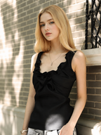 Black Ruffle Bow Sleeveless Top