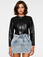 Acid Wash Pleated Denim Mini Skirt