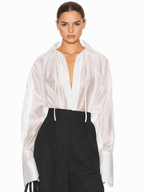 White Sheer Drawstring Blouse