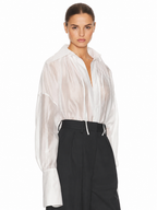 White Sheer Drawstring Blouse