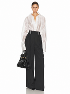 White Sheer Drawstring Blouse