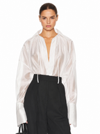 White Sheer Drawstring Blouse