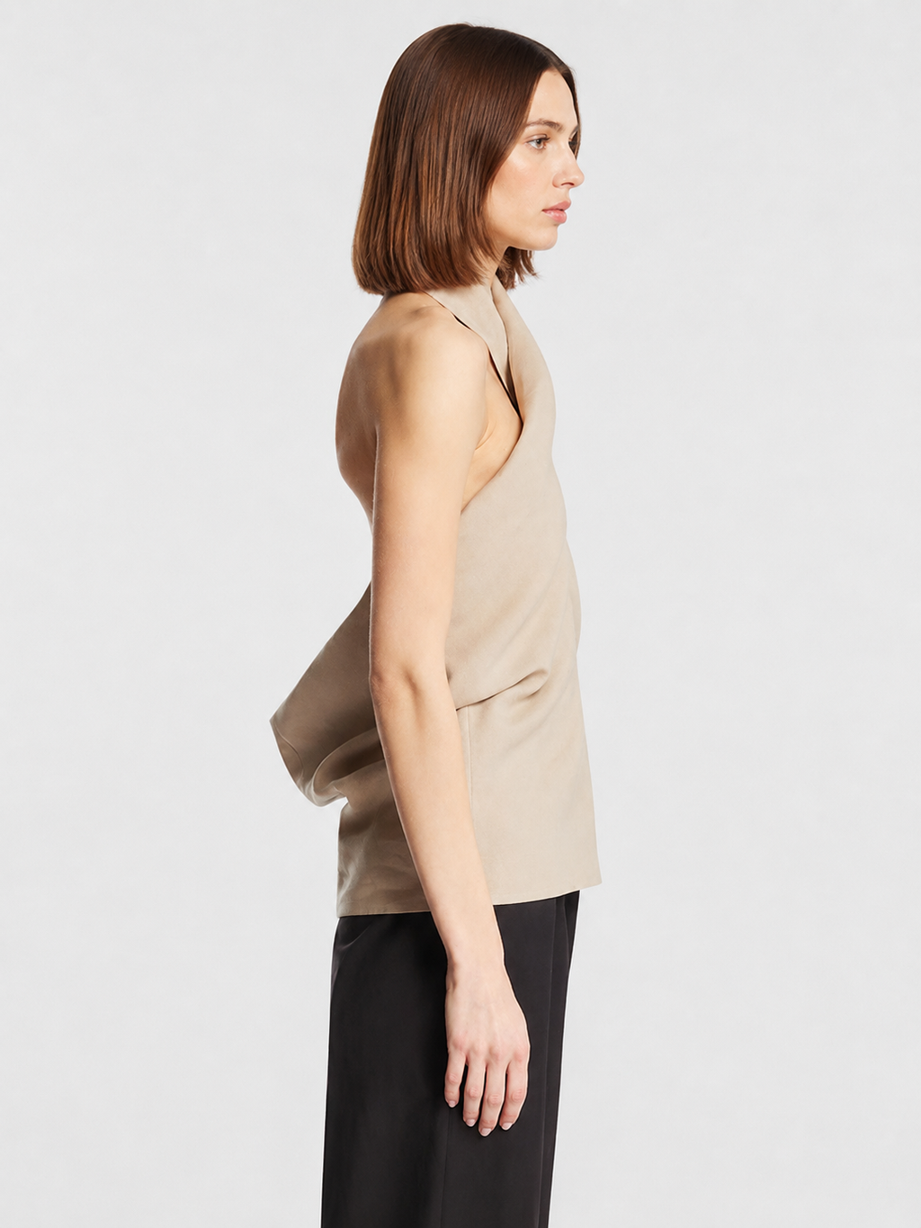 Beige Cross Halter Top