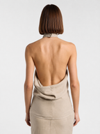 Beige Cross Halter Top