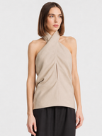 Beige Cross Halter Top