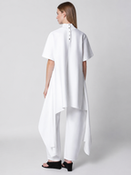 White High-Low Mock Neck Tunic Top