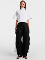 White High-Low Mock Neck Tunic Top