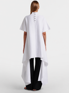 White High-Low Mock Neck Tunic Top