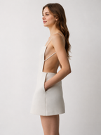White Square Neck Mini Dress