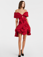Off Shoulder Bow Mini Dress