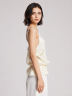 Ivory Lace Peplum Cami Top