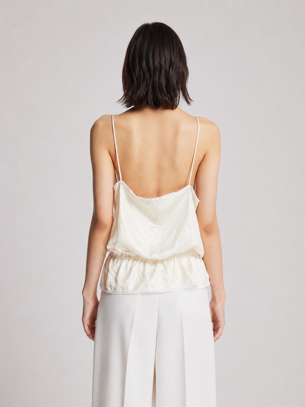 Ivory Lace Peplum Cami Top